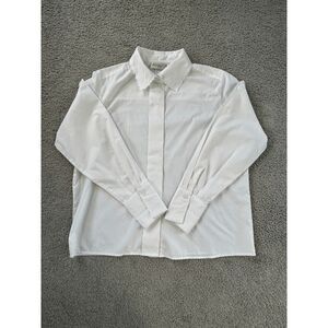 Vintage Pendleton Petite Cotton Blend White Button Down Dress Shirt Size 14